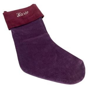 Pottery Barn Christmas Stocking with “Karie” Embroidered on Felt